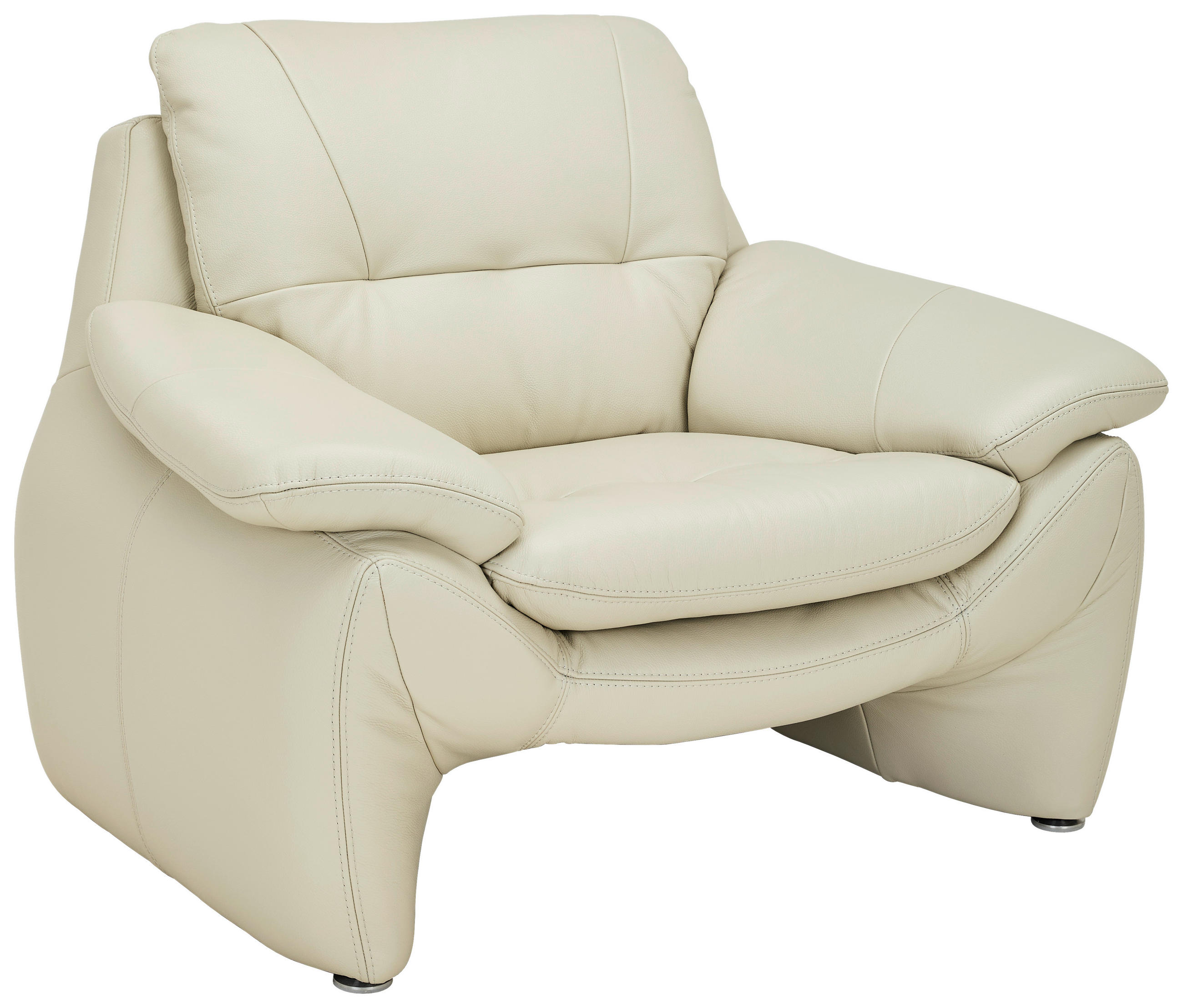SESSEL in Echtleder Hellgrau  - Silberfarben/Hellgrau, KONVENTIONELL, Leder/Metall (110/91/86cm) - Celina Home