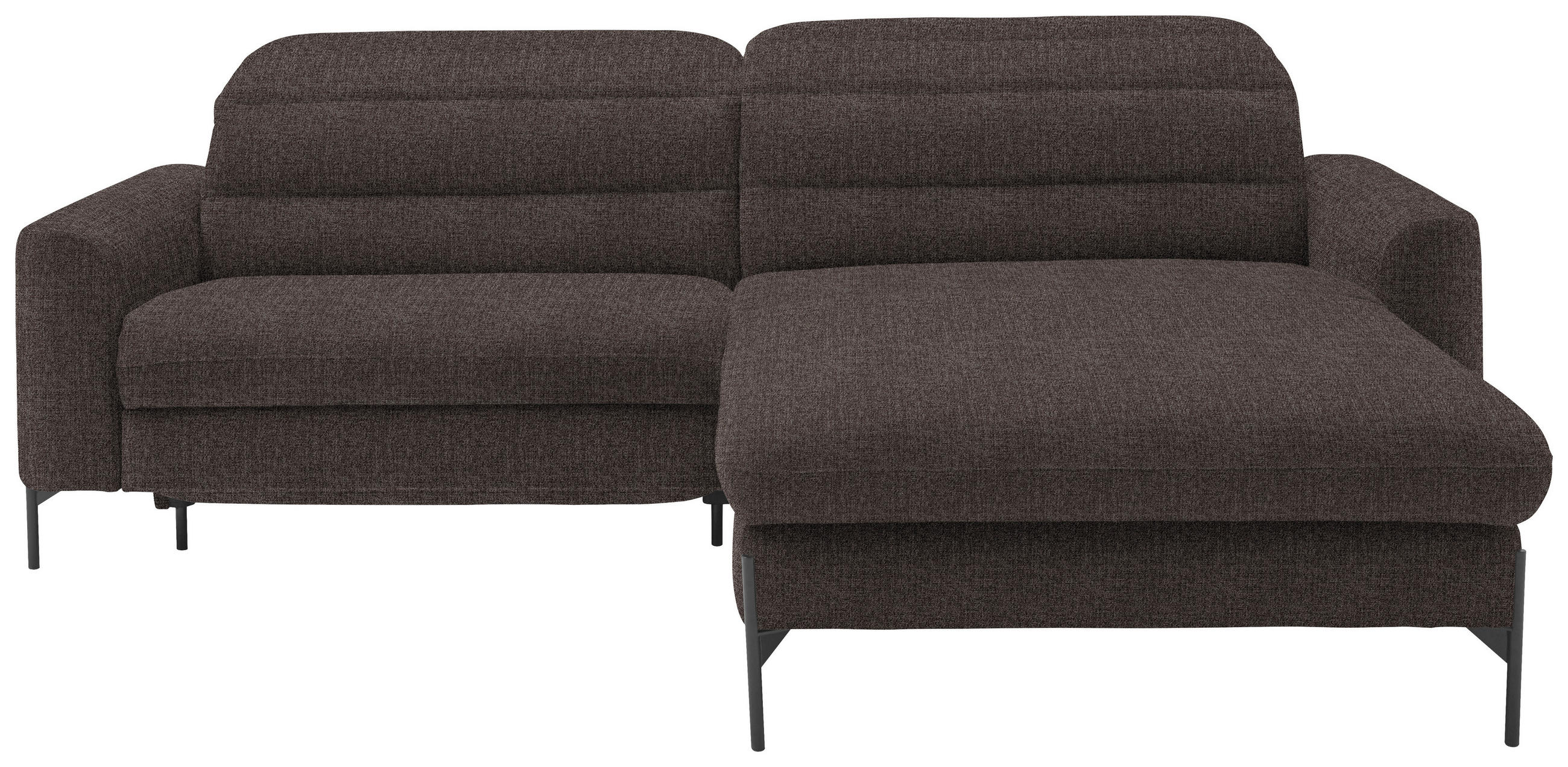 ECKSOFA in Flachgewebe Graubraun  252/191 cm  - Graubraun/Schwarz, Design, Textil/Metall (252/191cm) - Dieter Knoll