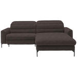 ECKSOFA  in Flachgewebe Graubraun  252/191 cm  - Graubraun/Schwarz, Design, Textil/Metall (252/191cm) - Dieter Knoll