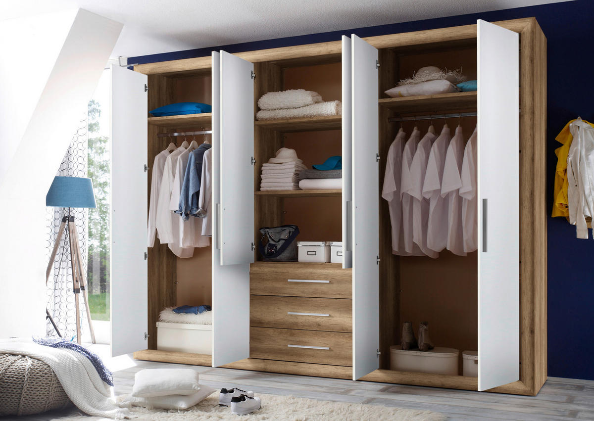 LOŽNICE, bílá, barvy dubu - bílá/barvy dubu, Design, kompozitní dřevo - Carryhome