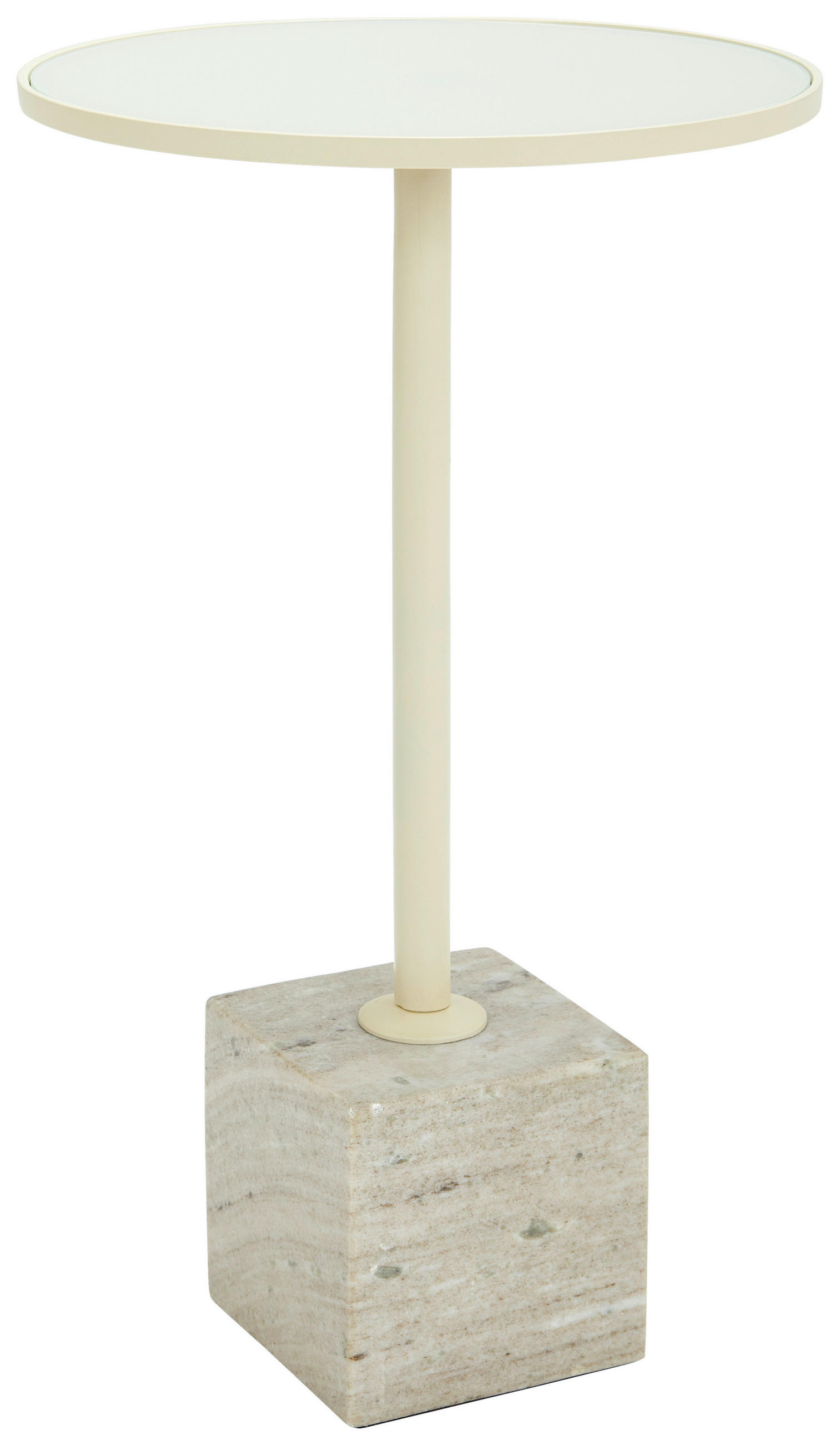 BEISTELLTISCH 35/35/51 cm Braun, Beige rund  - Hellbraun/Beige, Design, Glas/Stein (35/35/51cm) - Livetastic