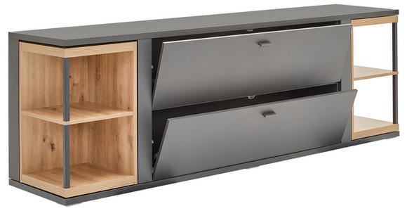 TV-ELEMENT Grau, Eiche Artisan  217/70,6/48,4 cm  - Schwarz/Eiche Artisan, KONVENTIONELL, Holzwerkstoff/Metall (217/70,6/48,4cm) - Hom`in