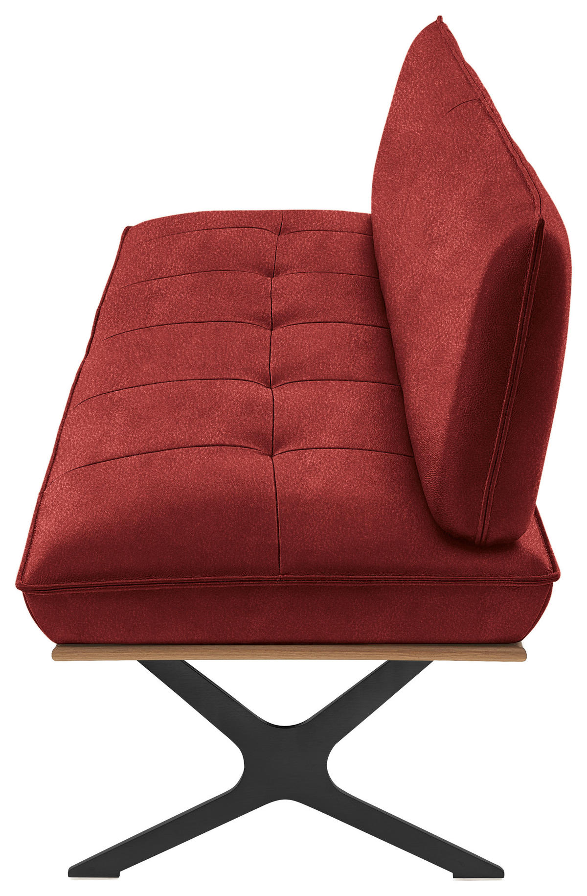 SITZBANK 214/88/66 cm Echtleder Rot, Schwarz Nussbaum furniert Metall  - Rot/Schwarz, Design, Leder/Holz (214/88/66cm) - Koinor