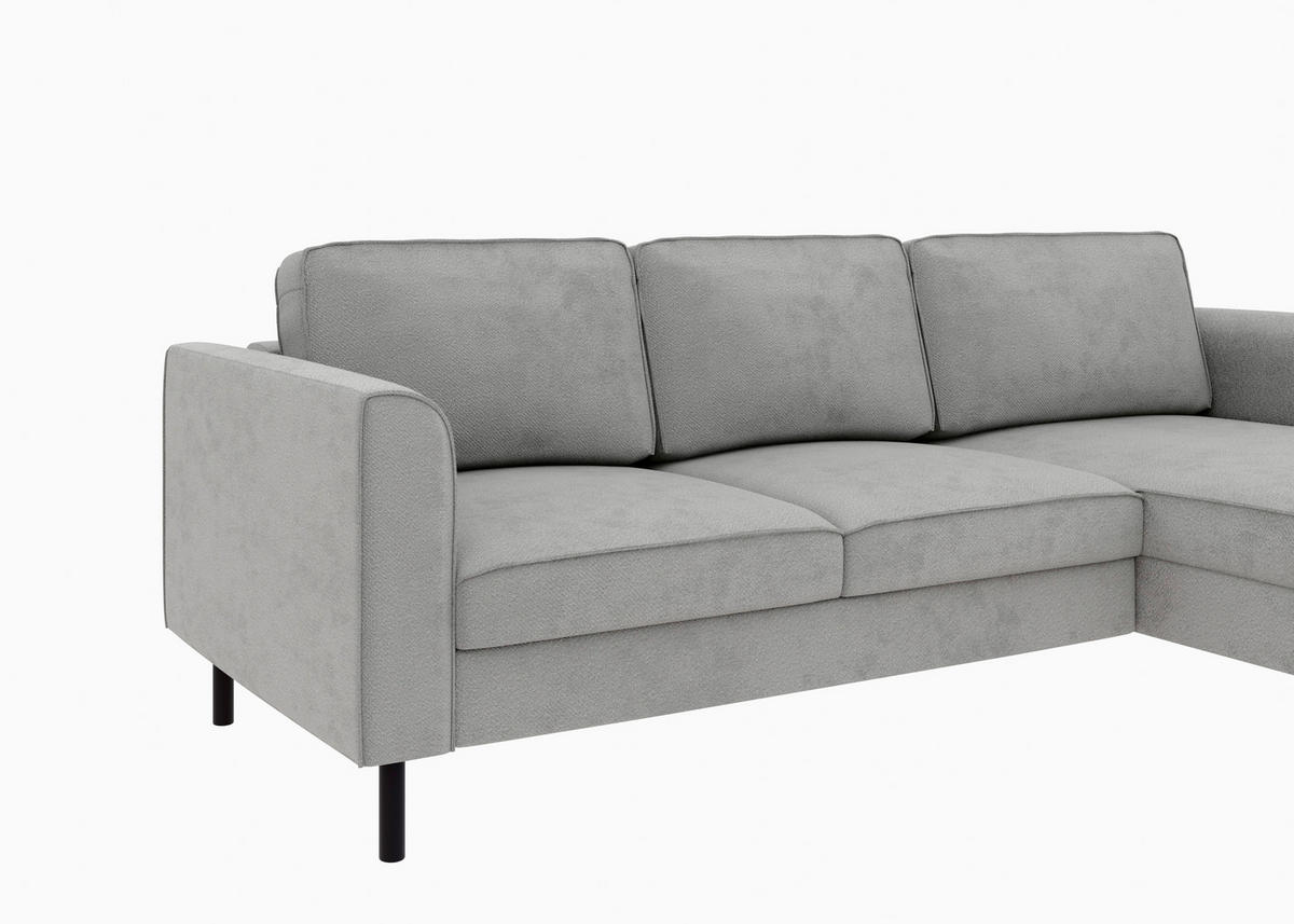 ECKSCHLAFSOFA  mit Bettkasten erhältlich, Sitzqualitäten, Schlafen auf Sitzhöhe, Bettfunktion erhältlich, Rücken echt, Armteil links, Armteil rechts Struktur Schlammfarben  - Schlammfarben/Schwarz, MODERN, Textil/Metall (232/161cm) - Trendmanufaktur