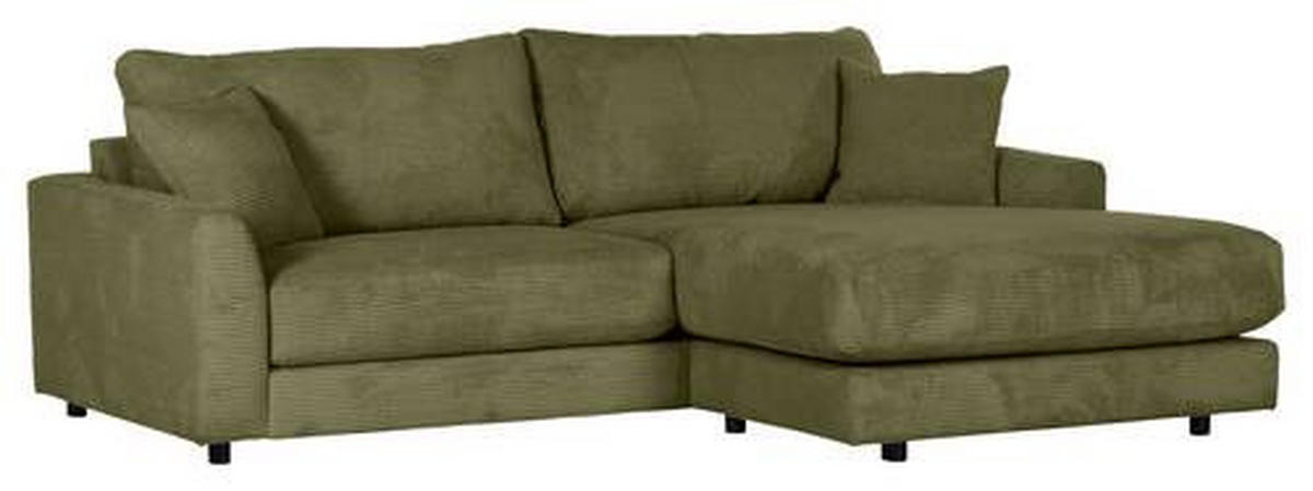 ECKSOFA in Cord Dunkelgrün  - Dunkelgrün/Schwarz, Design, Kunststoff/Textil (240/175cm) - Landscape