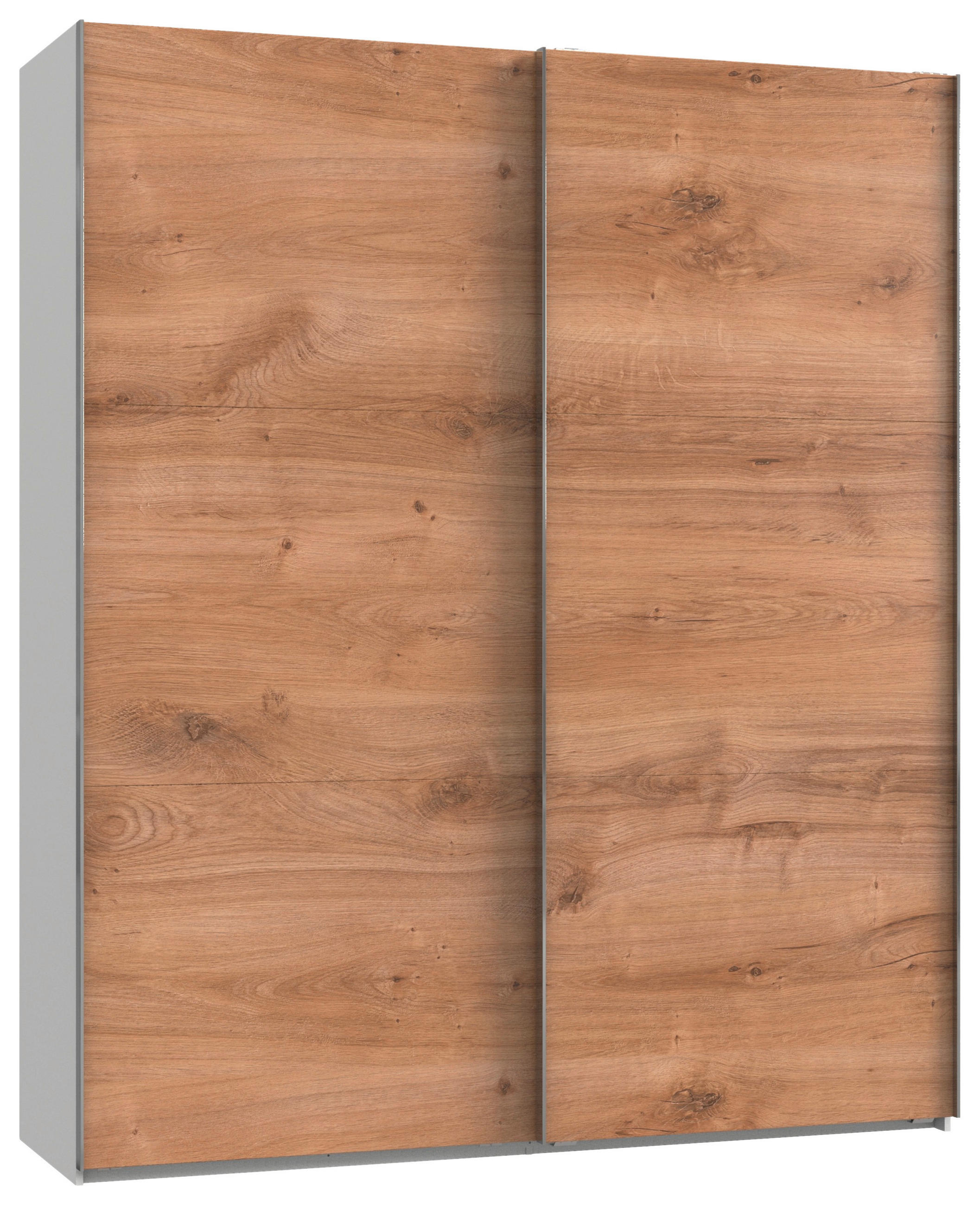 OMARA Z DRSNIMI VRATI, bela, barve hrasta  - barve kroma/barve hrasta, Moderno, leseni material (200/236/65cm) - Modern Living