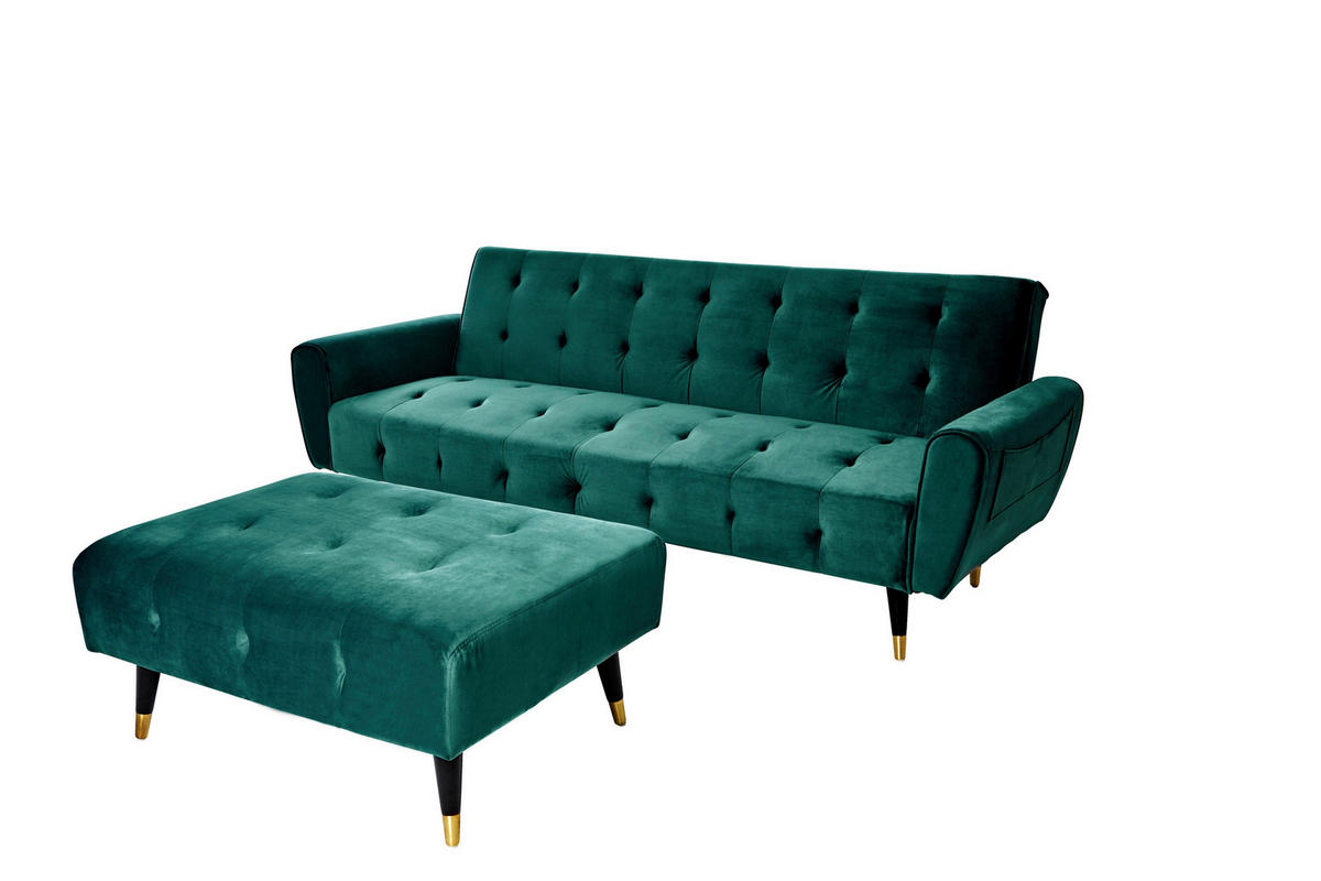 ECKSCHLAFSOFA CHILLAX DREAM CORNER EU Grün Samt  - Goldfarben/Schwarz, MODERN, Holz/Textil (213/153/173cm) - Livetastic