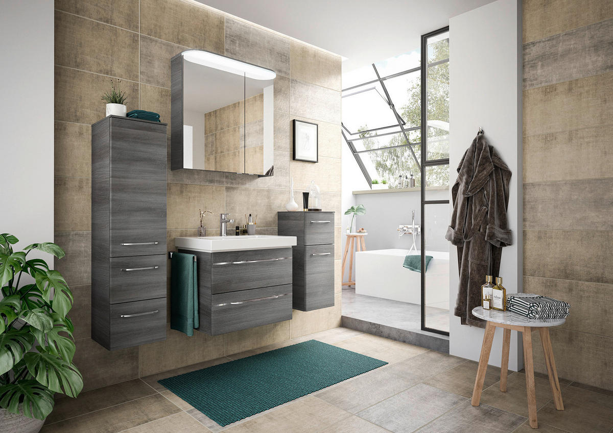 BADEZIMMER 5-teilig  in 148 cm  - Chromfarben/Graphitfarben, KONVENTIONELL, Glas/Keramik (148cm) - Pelipal