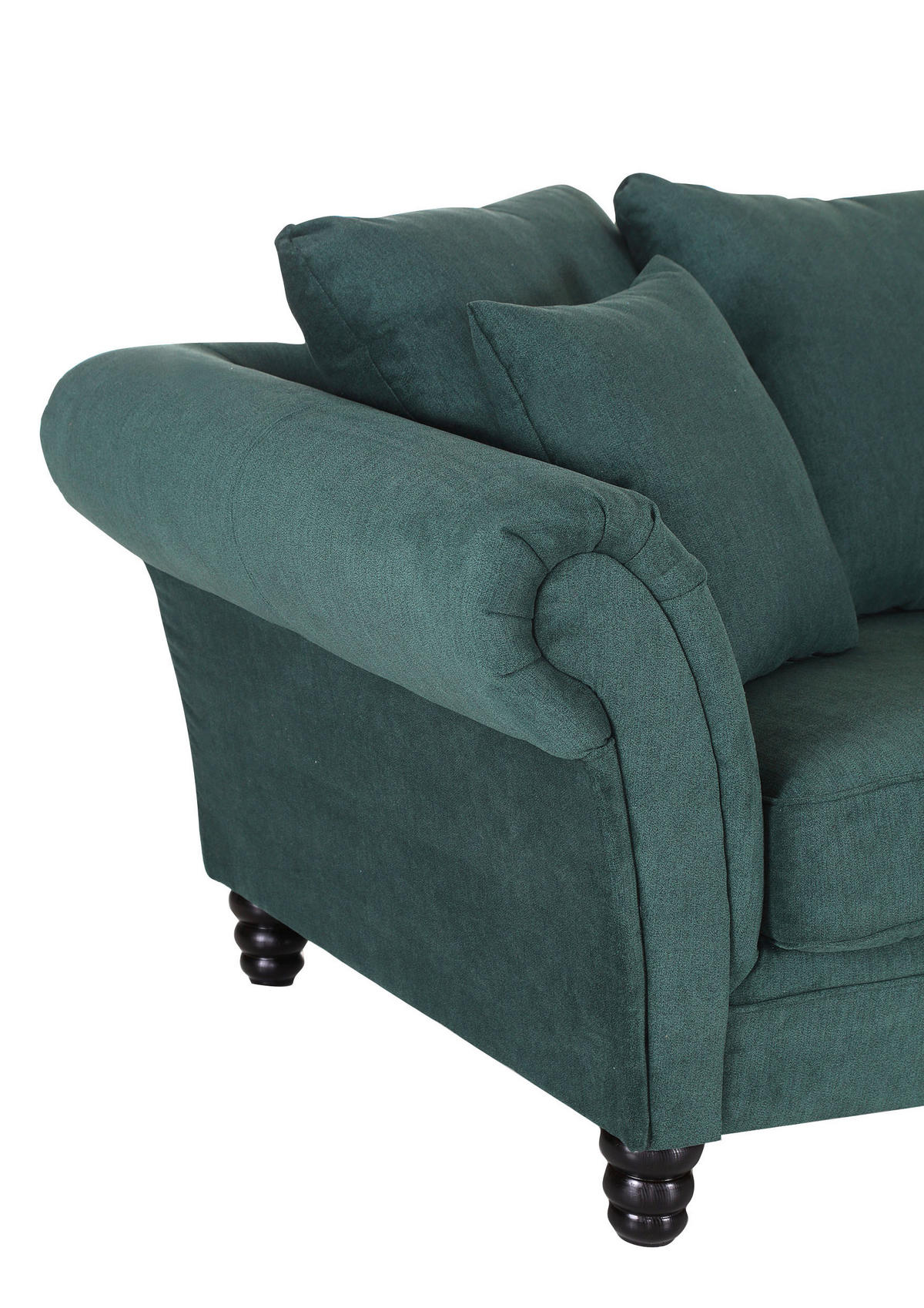 BIGSOFA in Flachgewebe Grün  - Dunkelbraun/Grün, Konventionell, Holz/Textil (270/80/110cm) - Livetastic
