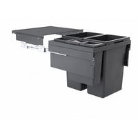 EINBAUABFALLSAMMLER 2 x 38 + 12 + 2,5 l  Kunststoff  - Hellgrau, Basics, Kunststoff (56,2-56,8/54,5/52,8cm) - HKT