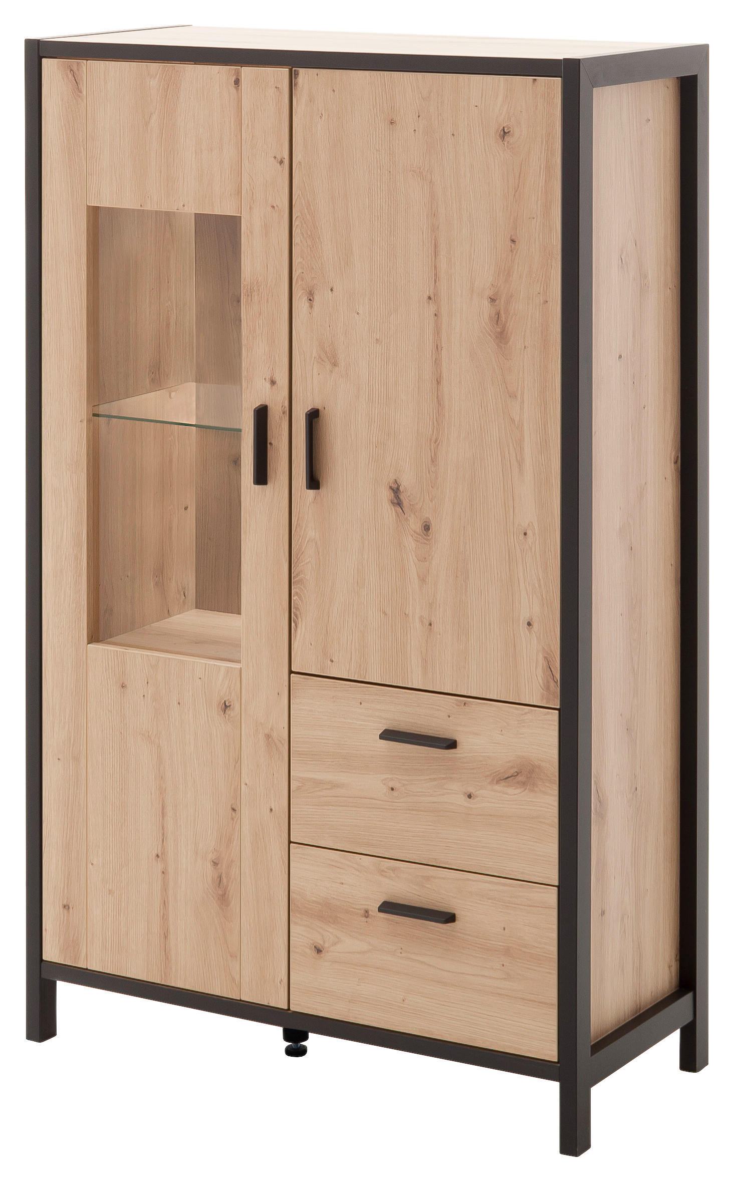 HIGHBOARD  in 86/140/40 cm  - Eichefarben/Anthrazit, Design, Glas/Holzwerkstoff (86/140/40cm) - Carryhome