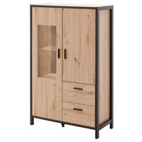 HIGHBOARD  in 86/140/40 cm  - Eichefarben/Anthrazit, Design, Glas/Holzwerkstoff (86/140/40cm) - Carryhome