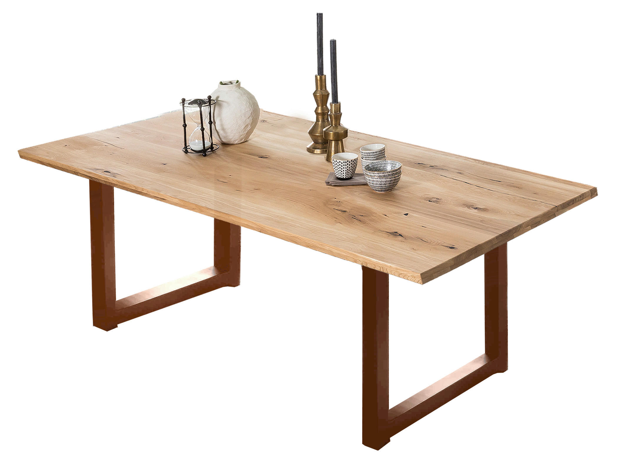 ESSTISCH 180/100/75 cm Echtholz  Holz, Metall rechteckig Braun, Naturfarben  - Braun/Naturfarben, MODERN, Holz/Metall (180/100/75cm) - MID.YOU