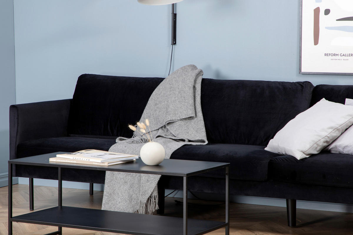 3-SITZER-SOFA in Samt Schwarz  - Schwarz, Design, Textil/Metall (260/78/80cm) - Livetastic