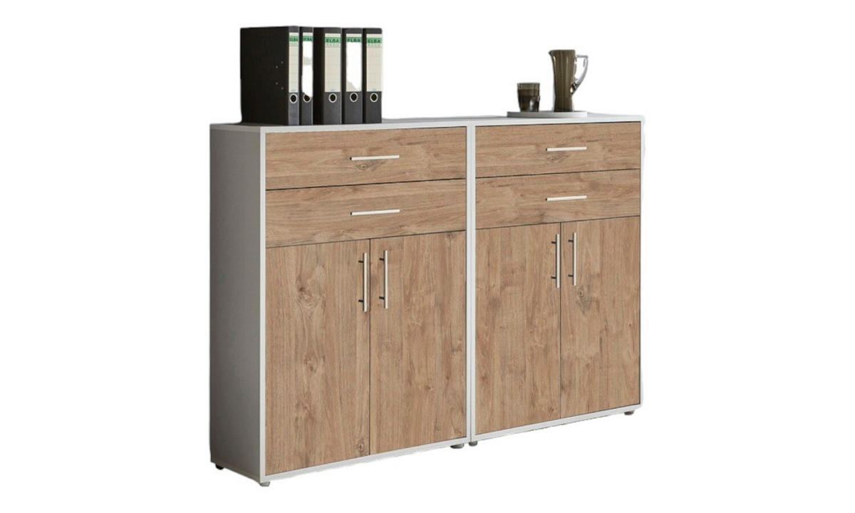 AKTENSCHRANK 168,8/113,6/33 cm  - Eichefarben/Grau, MODERN, Holzwerkstoff (168,8/113,6/33cm) - MID.YOU