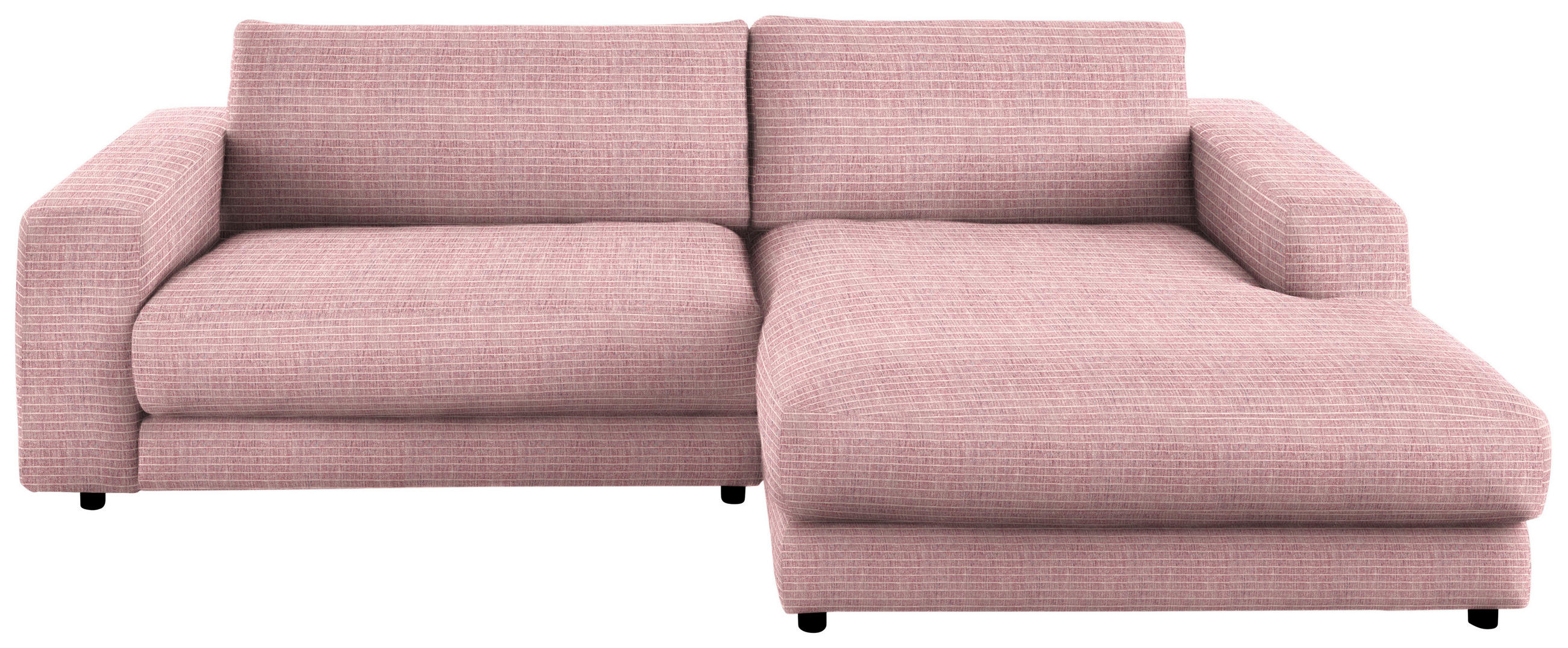 ECKSOFA in Chenille Rosa  - Schwarz/Rosa, Design, Kunststoff/Textil (270/190cm) - Lomoco