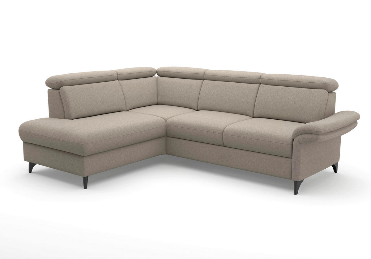 ECKSOFA GLENDALE E Taupe Flachgewebe  - Taupe/Schwarz, KONVENTIONELL, Textil/Metall (193/247cm) - Sit & More
