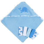 KAPUZENBADETUCHSET 80/80 cm   6-teilig  - Blau/Weiß, Basics, Textil (80/80cm) - My Baby Lou