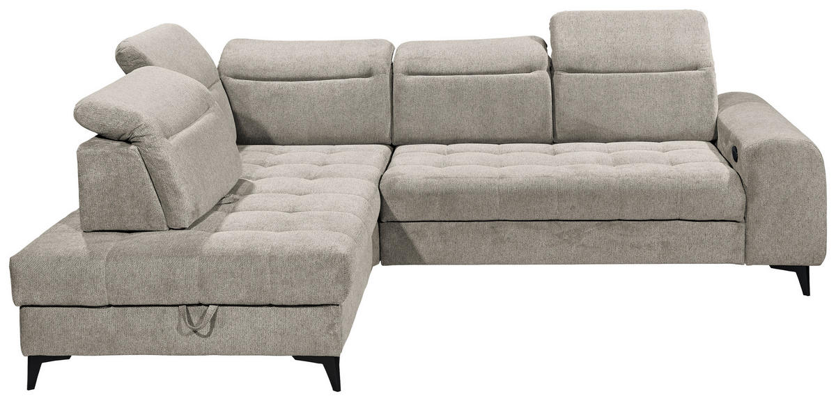 ECKSOFA in Webstoff Grau  - Schwarz/Grau, Konventionell, Kunststoff/Textil (200/282cm) - MID.YOU