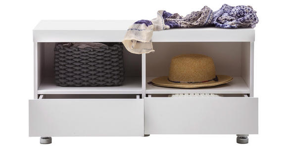 GARDEROBENBANK 90/47/40 cm - Chromfarben/Weiß, Design, Holzwerkstoff/Metall (90/47/40cm) - Xora