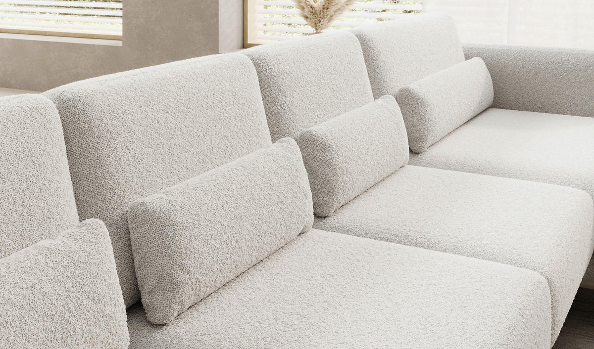 WOHNLANDSCHAFT in Webstoff Creme  - Creme/Schwarz, Design, Textil/Metall (111/346/104cm) - Livetastic