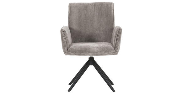 ARMLEHNSTUHL in Cord - Taupe/Schwarz, Design, Textil/Metall (65/90/60cm) - Novel