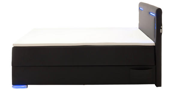 BOXSPRINGBETT 140/200 cm  in Schwarz  - Silberfarben/Schwarz, Design, Kunststoff/Textil (140/200cm) - Xora