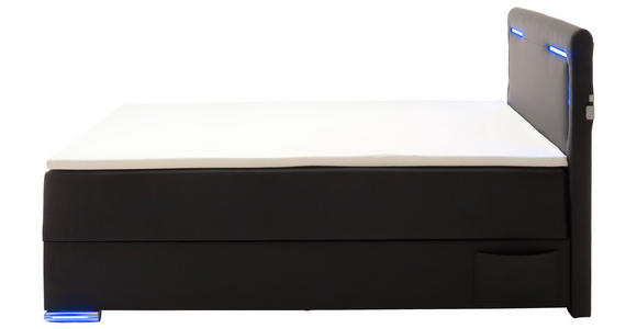 BOXSPRINGBETT 120/200 cm  in Schwarz  - Silberfarben/Schwarz, Design, Kunststoff/Textil (120/200cm) - Xora