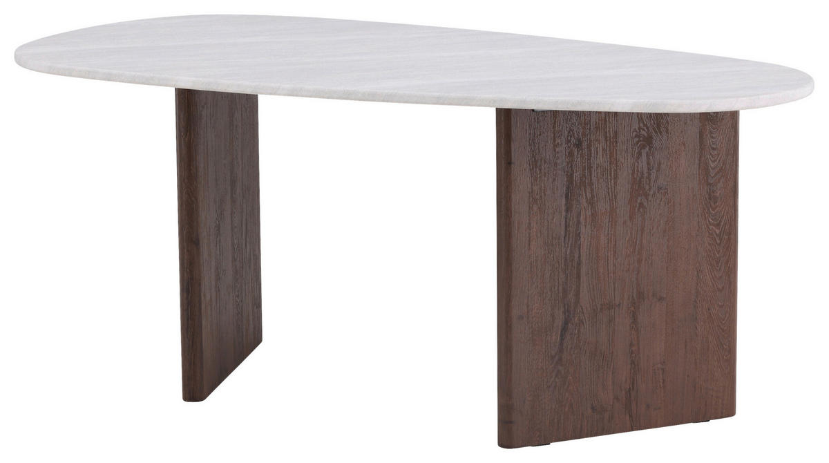 ESSTISCH furniert oval Hellgrau, Mokka  - Hellgrau/Mokka, Design, Holzwerkstoff (180/90/75cm) - Livetastic