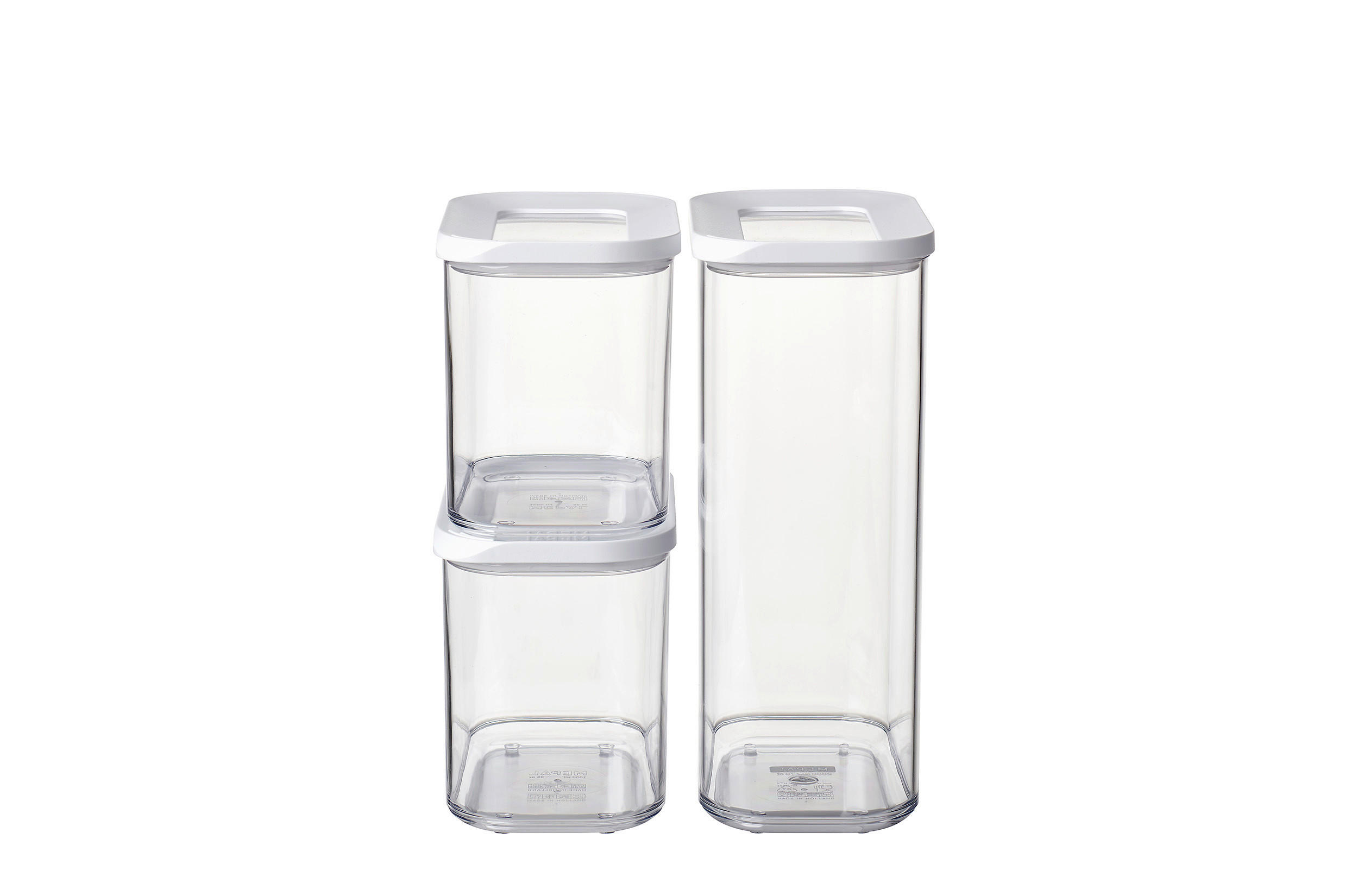 SADA DÓZ NA POTRAVINY - bílá/průhledné, Basics, plast (18/15/23cm) - Mepal