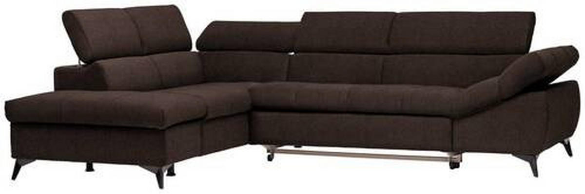 ECKSOFA in Mikrofaser Dunkelbraun  210/279 cm  - Dunkelbraun/Schwarz, Design, Kunststoff/Textil (210/279cm) - Stylife