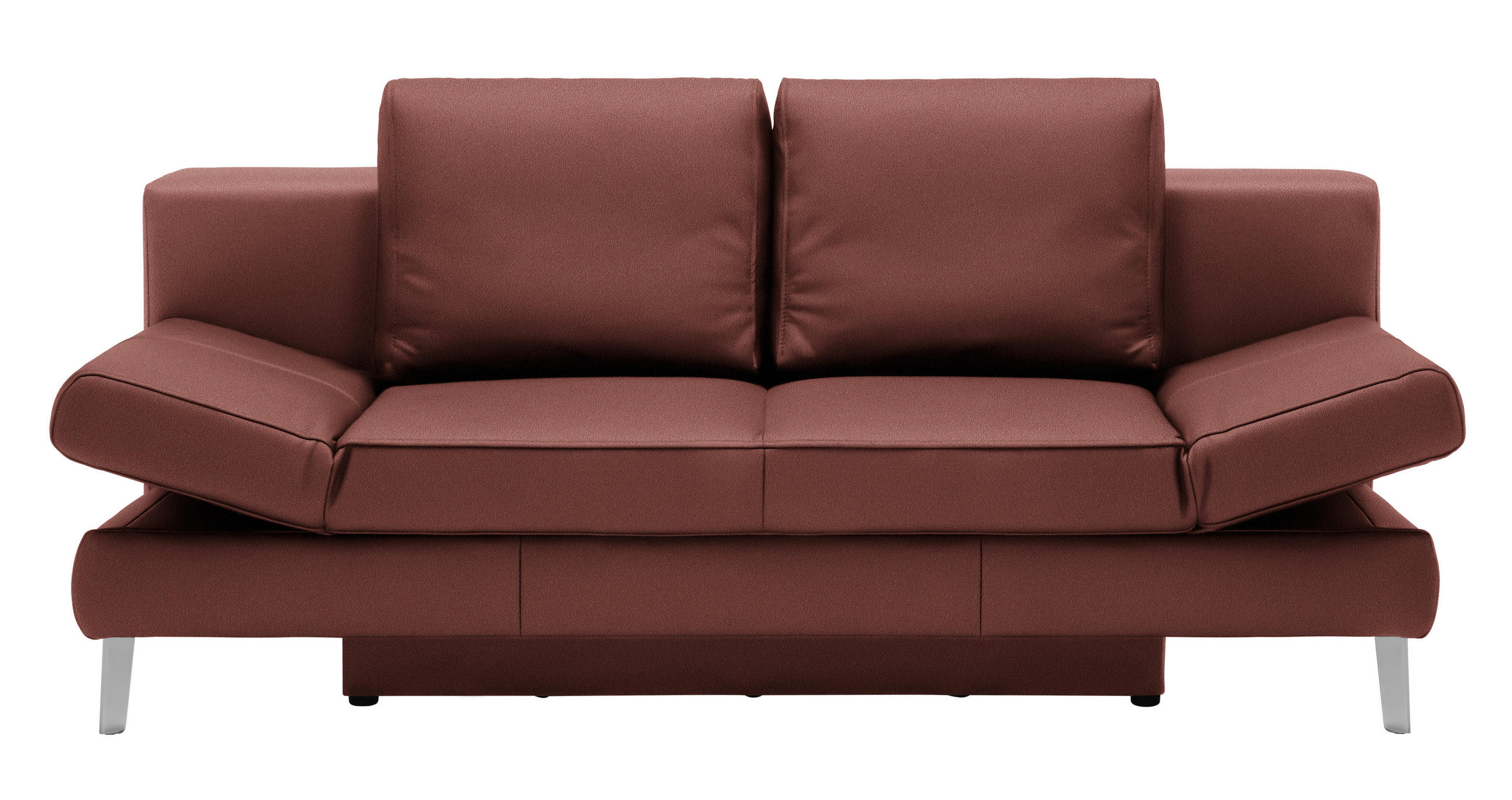 SCHLAFSOFA Weinrot Echtleder  - Chromfarben/Weinrot, Design, Leder/Metall (200/85/90cm) - Novel