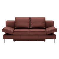 SCHLAFSOFA  in Echtleder Weinrot  - Chromfarben/Weinrot, Design, Leder/Metall (200/85/90cm) - Novel