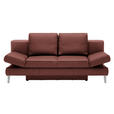 SCHLAFSOFA  in Echtleder Weinrot  - Chromfarben/Weinrot, Design, Leder/Metall (200/85/90cm) - Novel