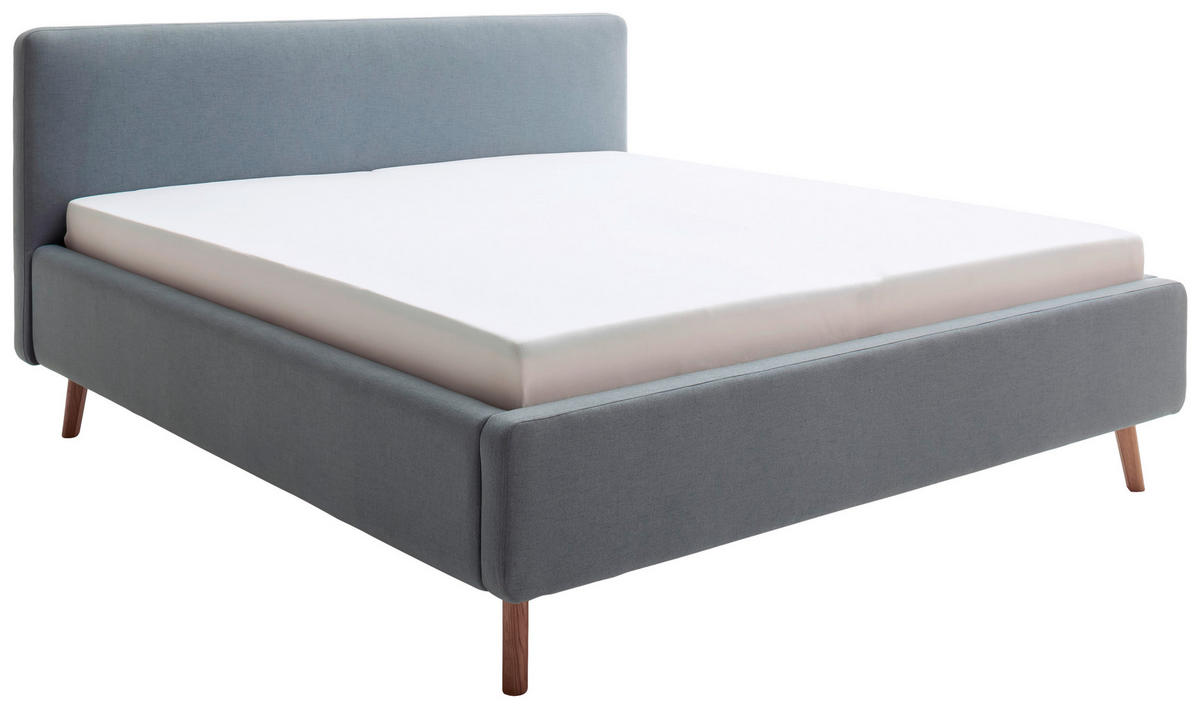 POLSTERBETT 180/200 cm  in Hellblau  - Eichefarben/Hellblau, Design, Holz/Textil (180/200cm) - Livetastic