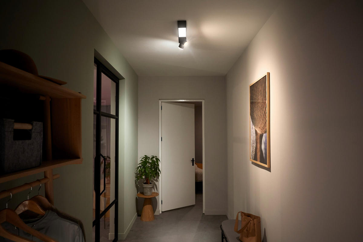 LED-DECKENLEUCHTE Bundle Bridge + Centris 2er Spot  Smart 68,1/27,3/25,8 cm   - Schwarz, Design, Metall (68,1/27,3/25,8cm) - Philips HUE