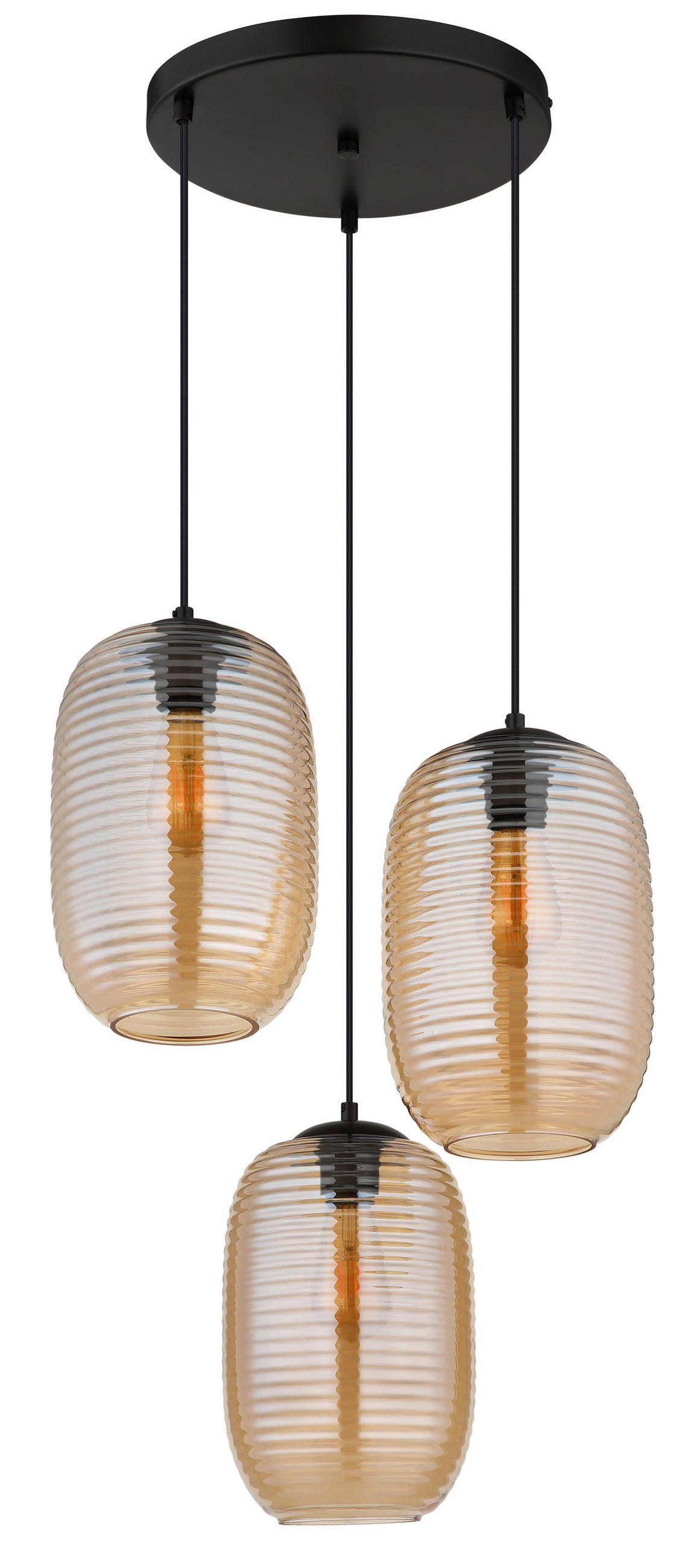 HÄNGELEUCHTE 47/120 cm  - Bernsteinfarben/Schwarz, Basics, Glas/Kunststoff (47/120cm) - Globo
