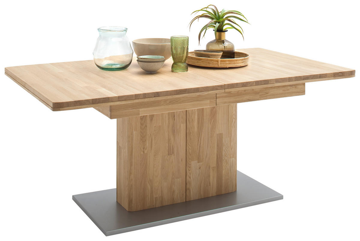 ESSTISCH Balkeneiche massiv rechteckig Grau, Eiche Bianco  - Eiche Bianco/Grau, Design, Holz/Holzwerkstoff (180-230/100/77cm) - Livetastic