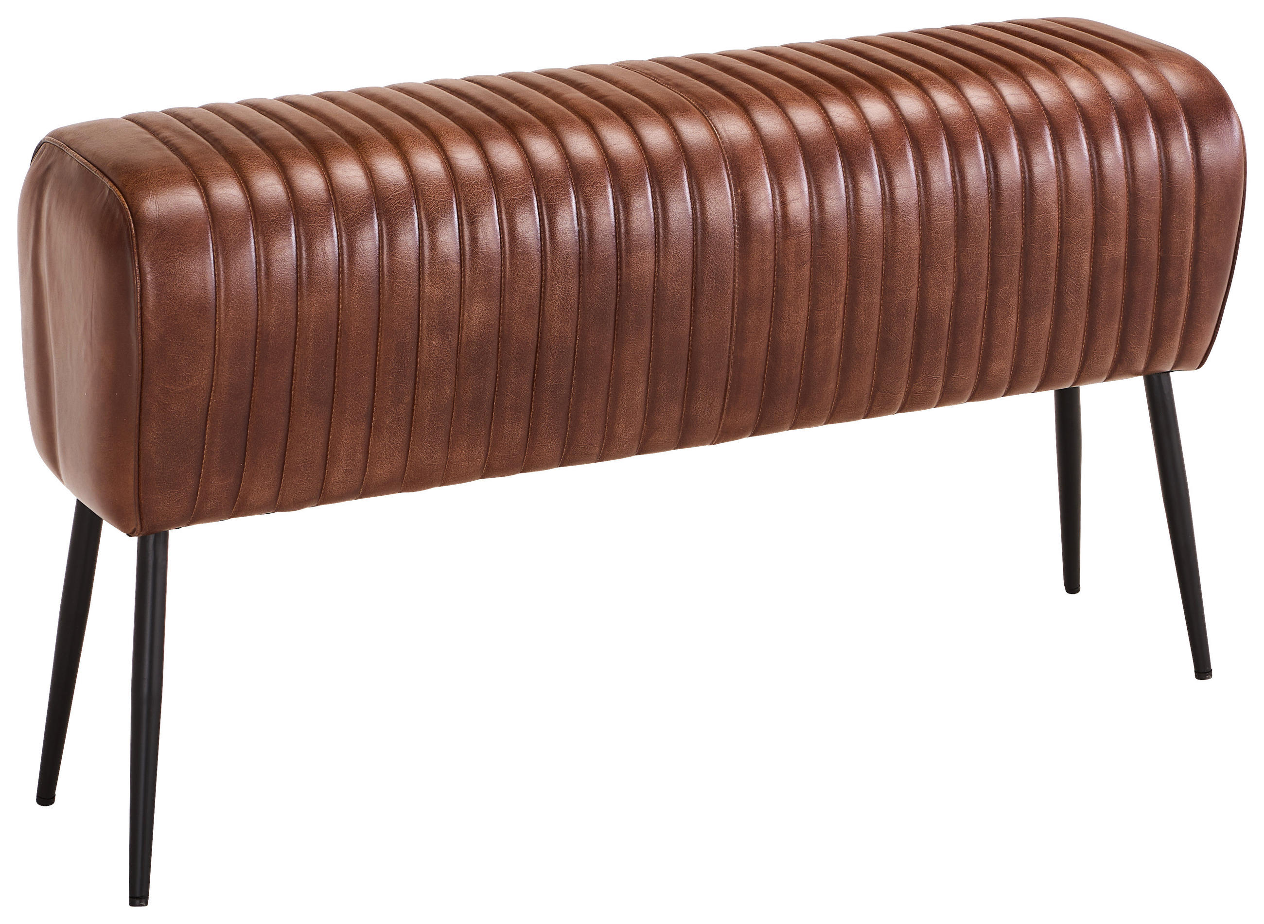 SITZBANK 107/54/32 cm Echtleder Braun, Schwarz  - Schwarz/Braun, LIFESTYLE, Leder/Metall (107/54/32cm) - Landscape