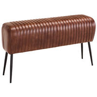 SITZBANK 107/54/32 cm Echtleder Braun, Schwarz  - Schwarz/Braun, LIFESTYLE, Leder/Metall (107/54/32cm) - Landscape