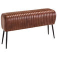 SITZBANK 107/54/32 cm Echtleder Braun, Schwarz  - Schwarz/Braun, LIFESTYLE, Leder/Metall (107/54/32cm) - Landscape