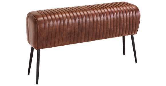 SITZBANK 107/54/32 cm Echtleder Braun, Schwarz  - Schwarz/Braun, LIFESTYLE, Leder/Metall (107/54/32cm) - Landscape