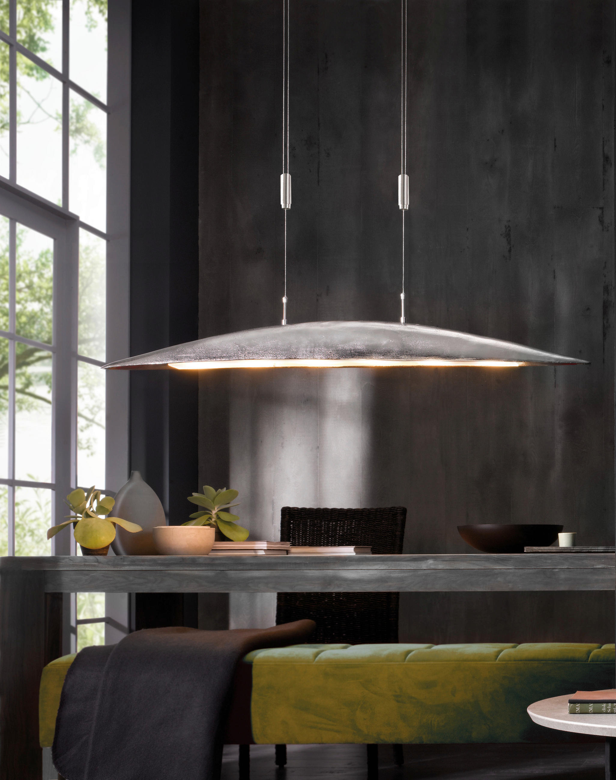 LED-HÄNGELEUCHTE 105/15,5/105-165 cm    - Nickelfarben, Design, Metall (105/15,5/105-165cm) - Fischer & Honsel