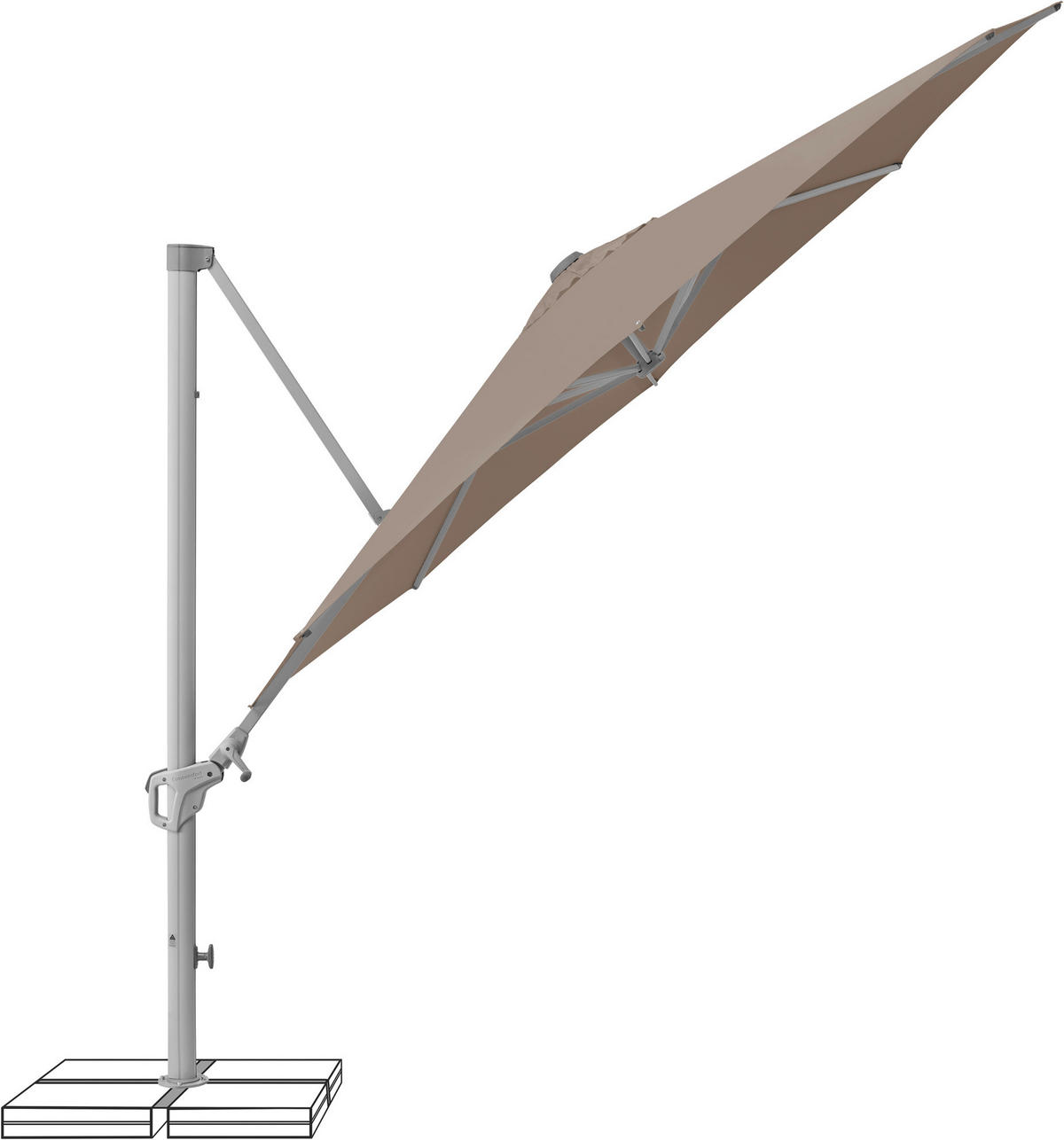 AMPELSCHIRM 300 cm  - Taupe/Silberfarben, KONVENTIONELL, Textil/Metall (300/300cm) - Suncomfort by Glatz