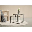 BEISTELLTISCHSET quadratisch Grau, Schwarz  - Schwarz/Grau, Design, Glas/Metall (40-45/40-45/40-50cm) - Carryhome