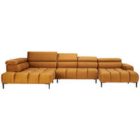 ECKSOFA in Webstoff Currygelb   - Currygelb/Schwarz, Design, Textil/Metall (216/385/177cm) - Welnova