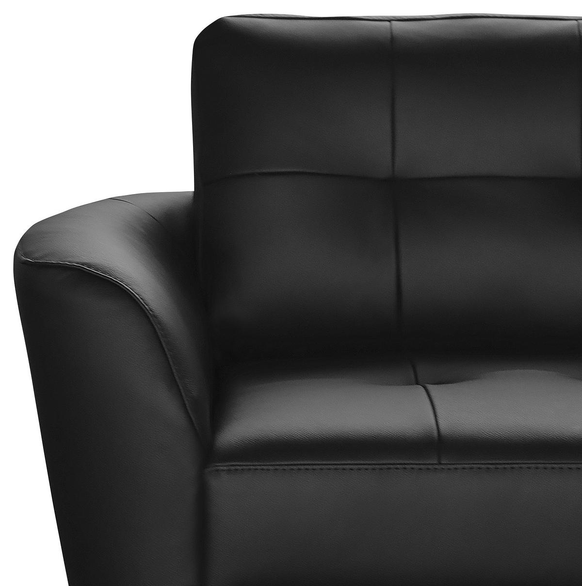 ECKSOFA in Lederlook Echtleder Schwarz  - Buchefarben/Schwarz, Design, Leder/Holz (236/190cm) - Livetastic