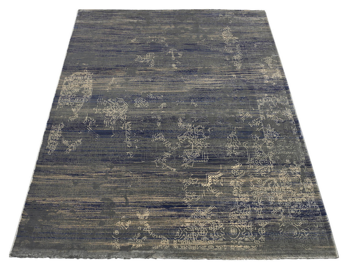FLACHWEBETEPPICH 200/300 cm Wave Kontura Blau, Creme  - Blau/Creme, Design, Textil (200/300cm) - Musterring