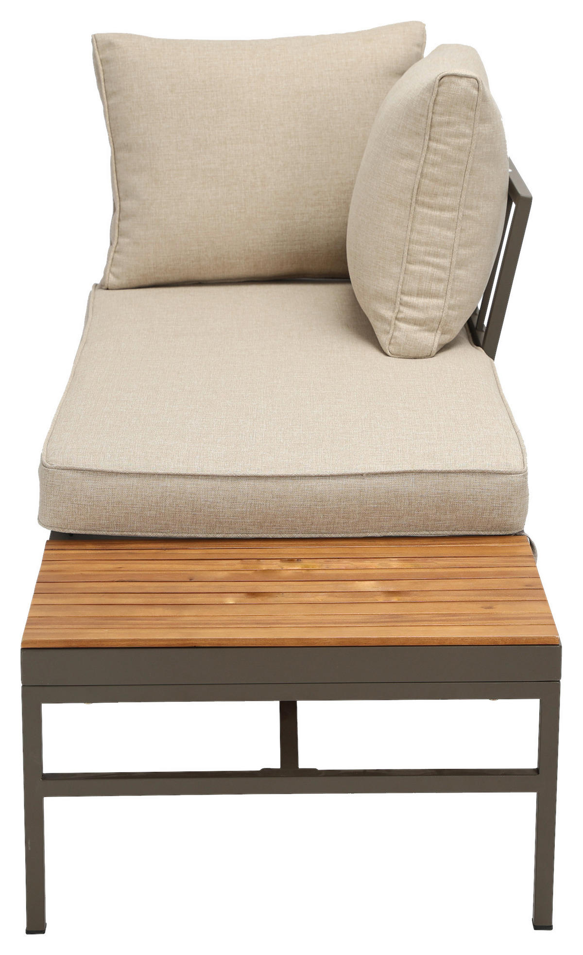 LOUNGEGARNITUR   57/35/57 cm Akazie vollmassiv Aluminium  - Beige/Beigebraun, MODERN, Holz/Textil (57/35/57cm) - Ambia Garden