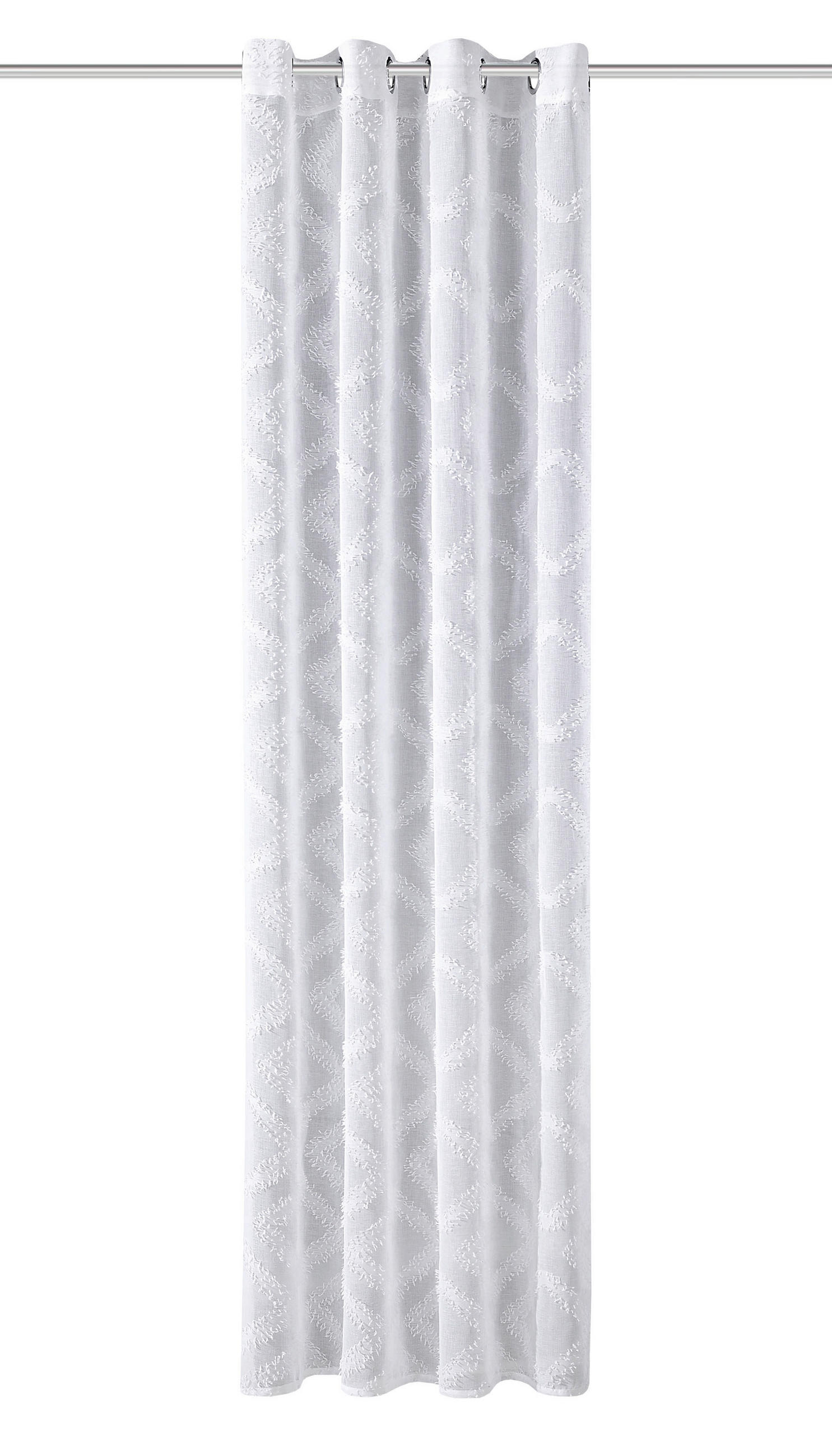 ÖSENVORHANG halbtransparent  - Weiß, Basics, Textil (140/245cm)